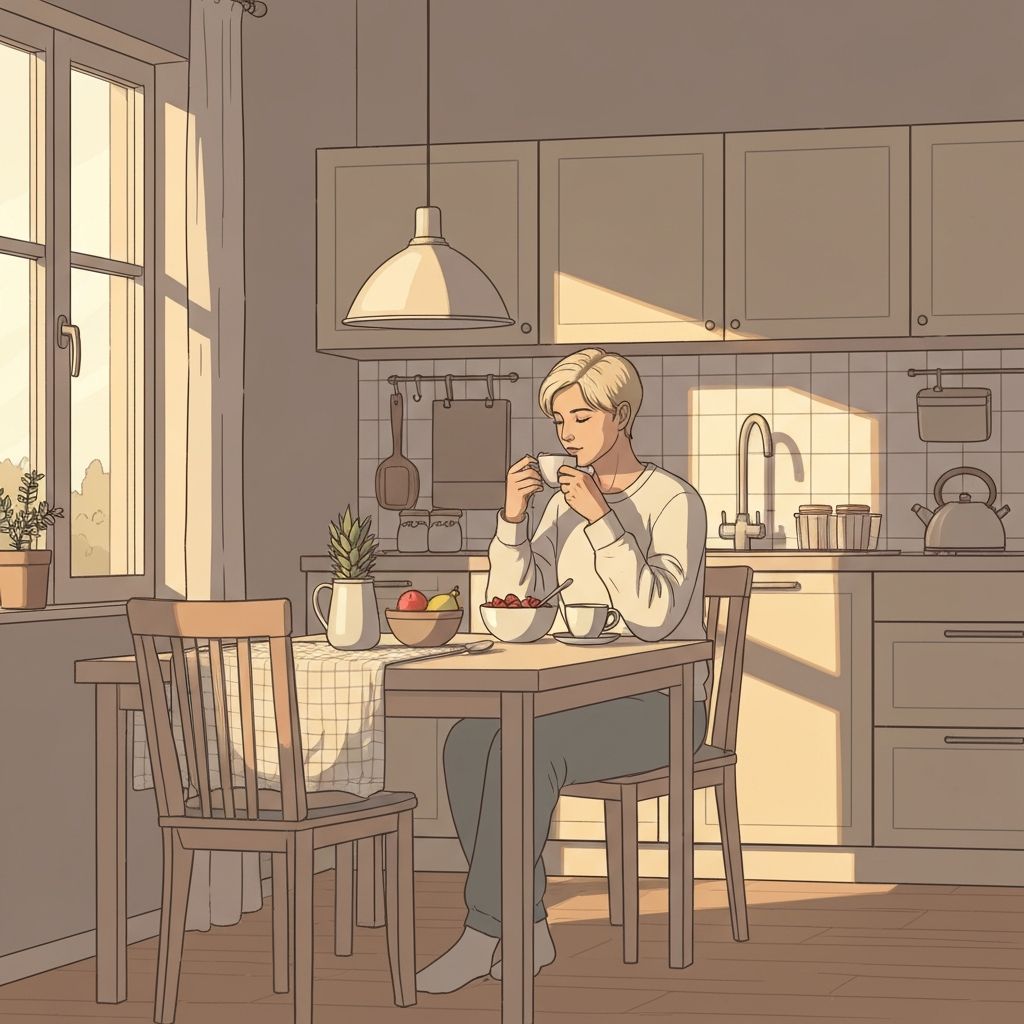 Moment de matin paisible, personne profitant d'une routine bien-être dans la lumière naturelle